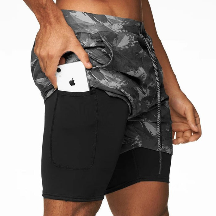 Men's 2-In-1 Camo Sports Shorts - Flamin' Fitness